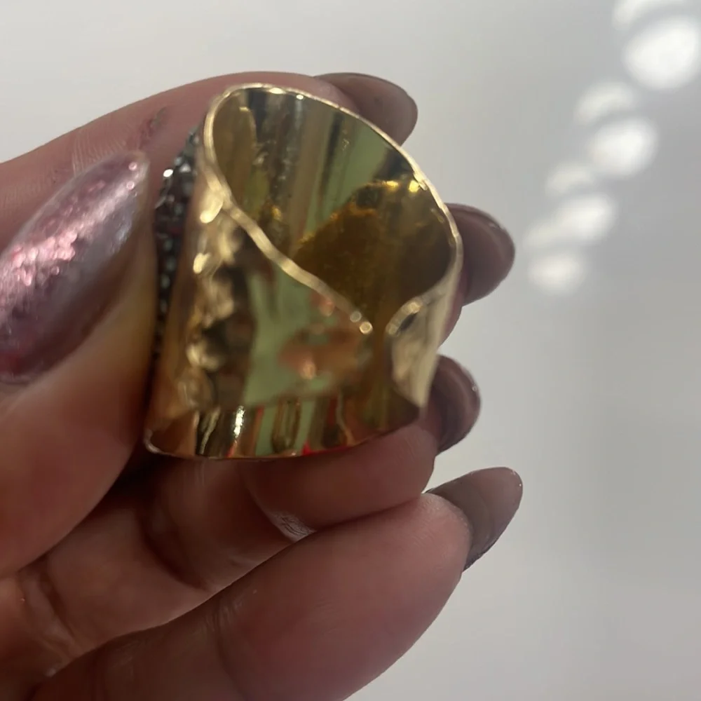 Lapis Lazuli Faceted, cocktail ring, gold, size adjustable, 6.5 - - Picture 6 of 8